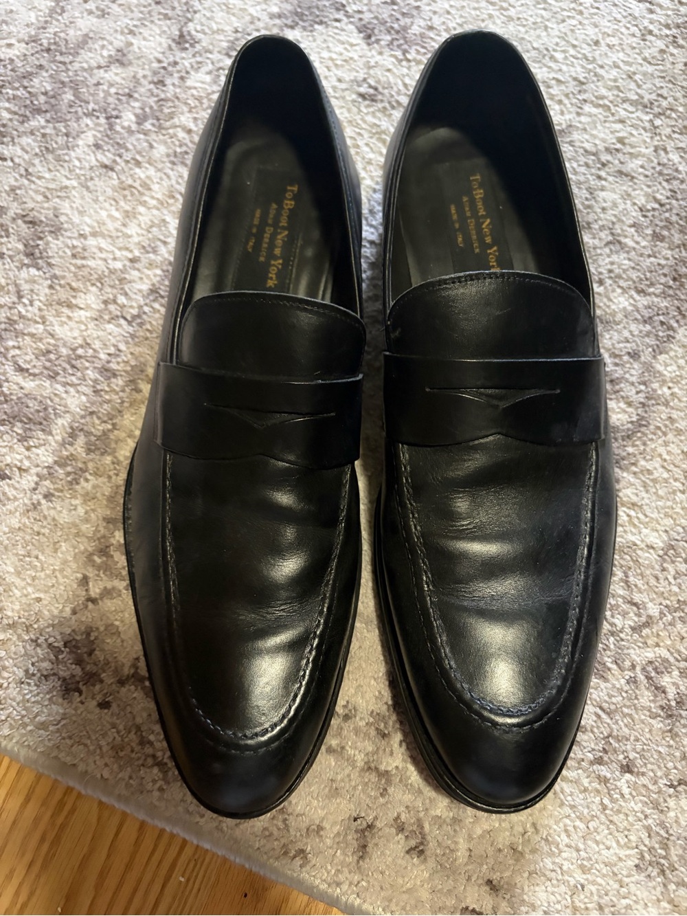 To boot New York Black Leather Penny Loafers - Men's Slip-On Dress Shoes